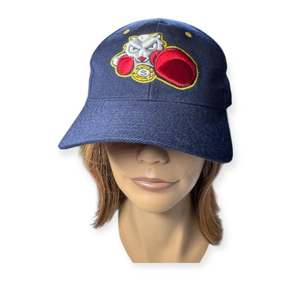 Bradford Fightin' Squirrels Hat Zephyr‎ Fitted Size 7 5/8 Navy Blue Cap VTG - Picture 1 of 5
